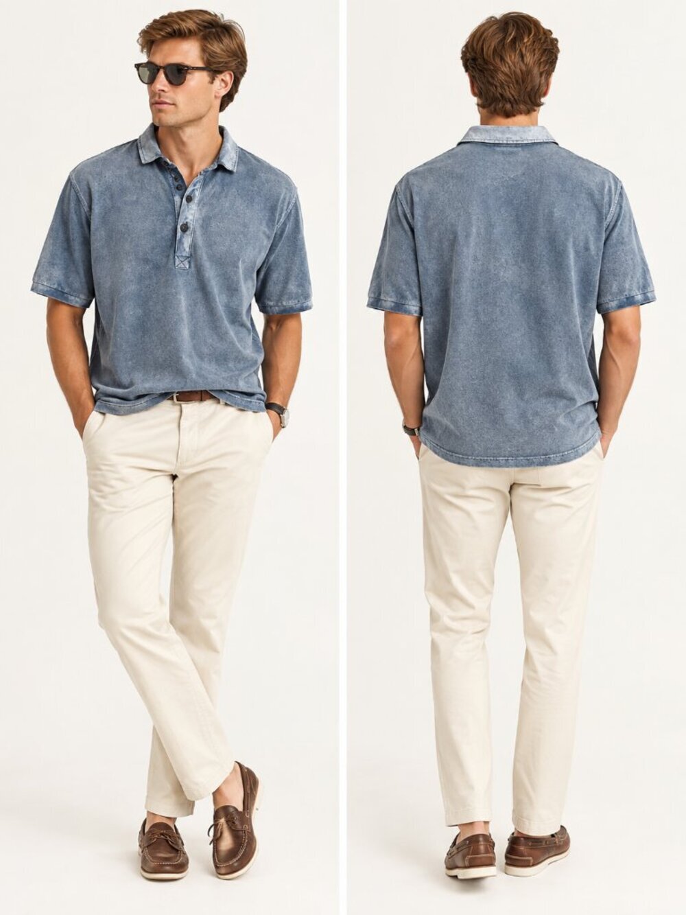 Anerkjendt Thoughts of Denmark Blue Gray Piquet Polo Shirt XL Coastal Preppy